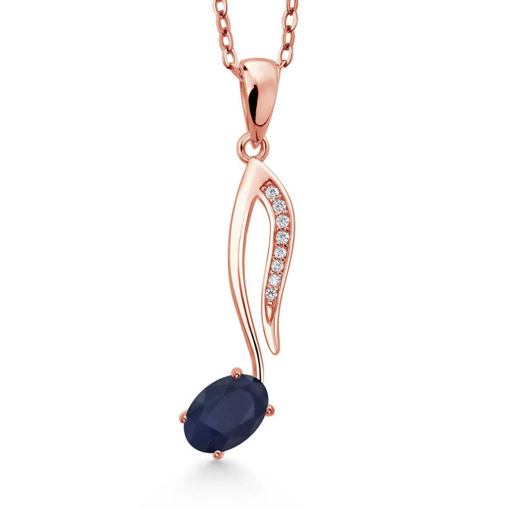 Sapphire - September_Pendant in 925 Rose Gold Plated Silver