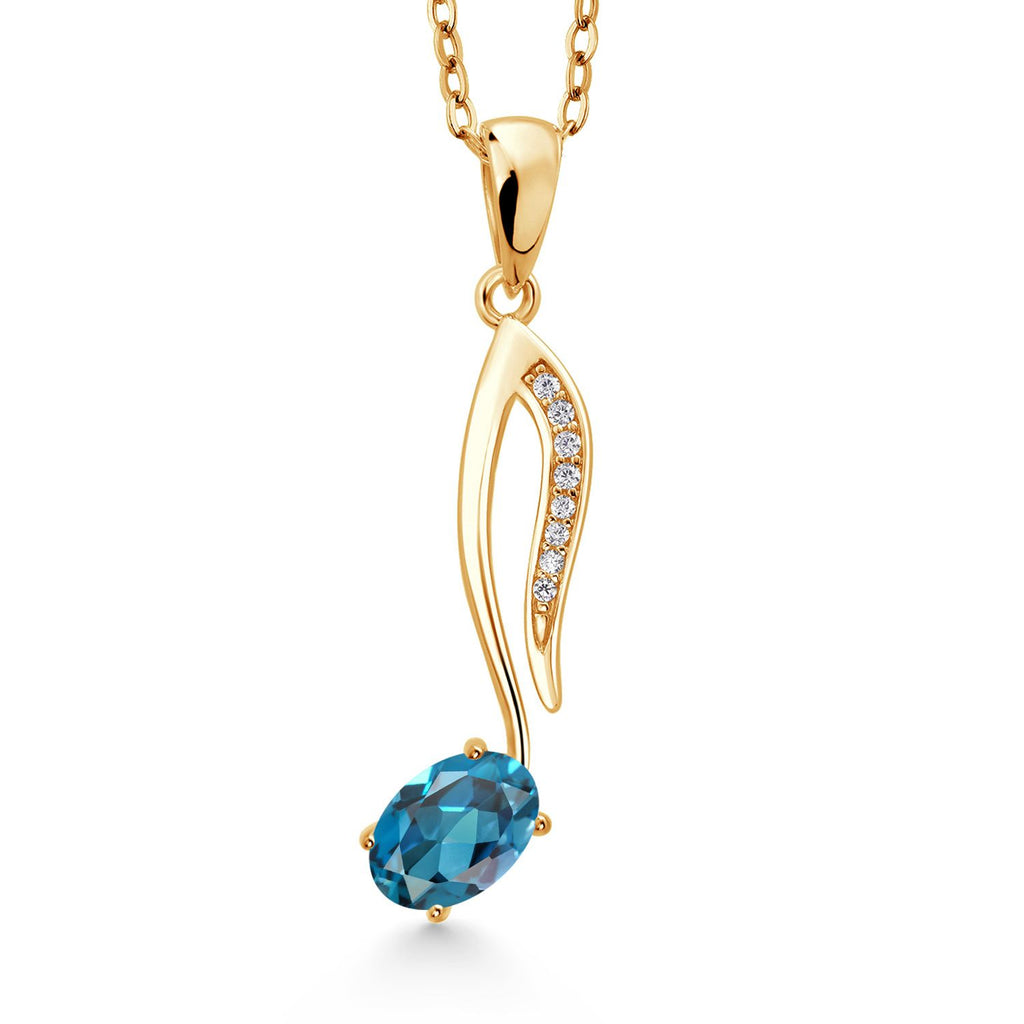 London Blue Topaz - November_Pendant in 925 Yellow Gold Plated Silver