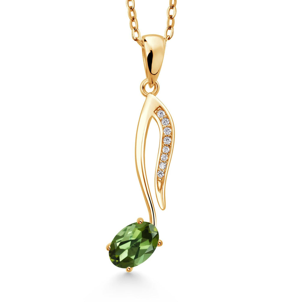 Green Tourmaline - October_Pendant in 925 Yellow Gold Plated Silver