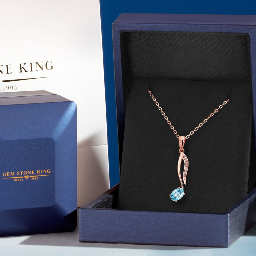 London Blue Topaz - November_Pendant in 925 Rose Gold Plated Silver