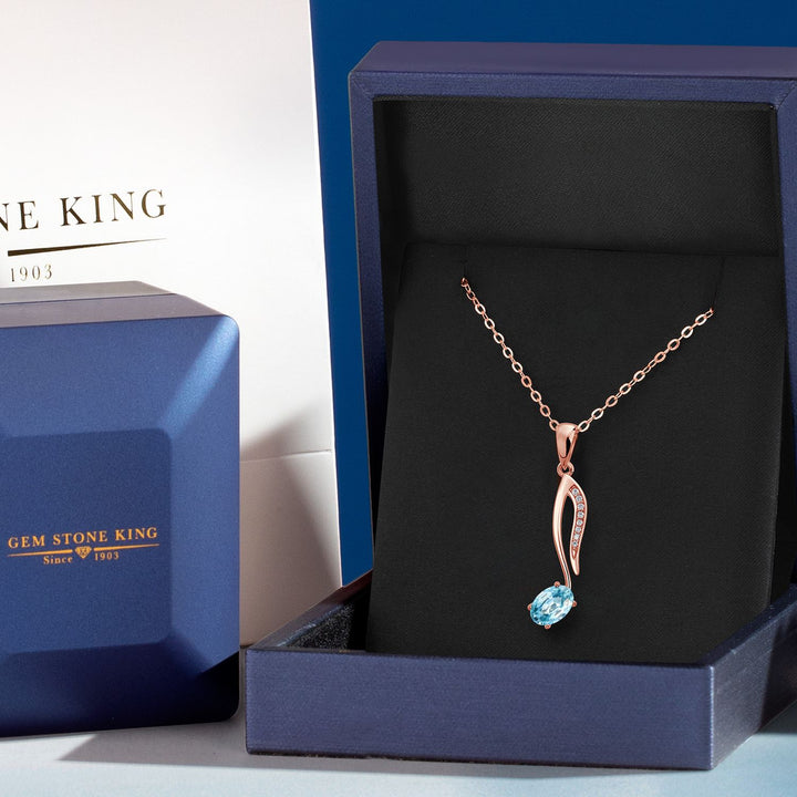 London Blue Topaz - November_Pendant in 925 Rose Gold Plated Silver