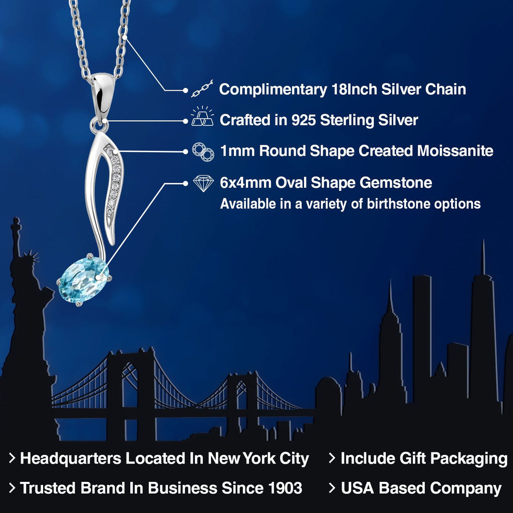 London Blue Topaz - November_Pendant in 925 Sterling Silver