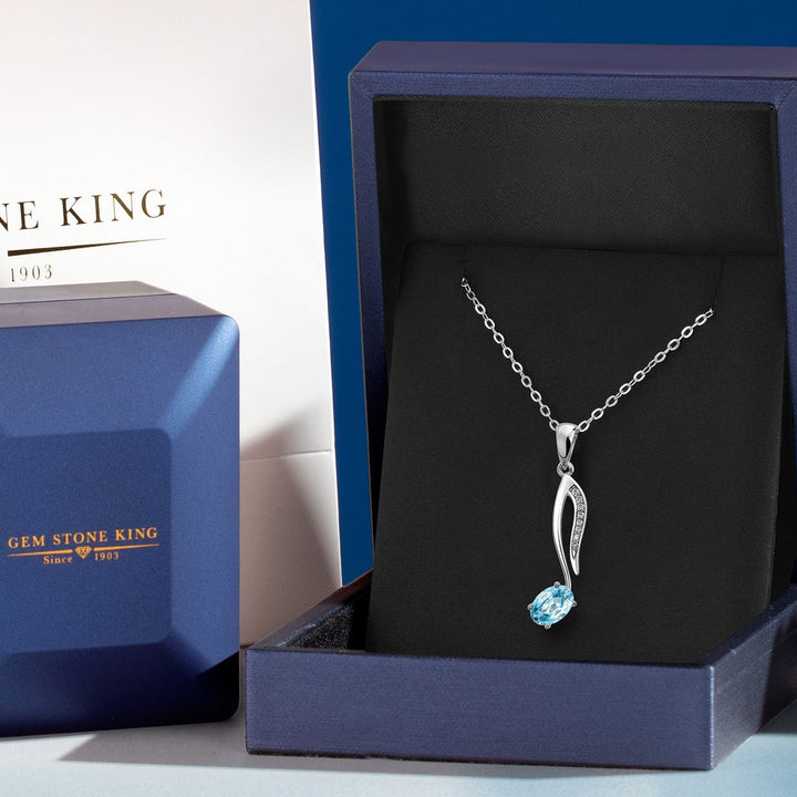 London Blue Topaz_Pendant in 925 Sterling Silver