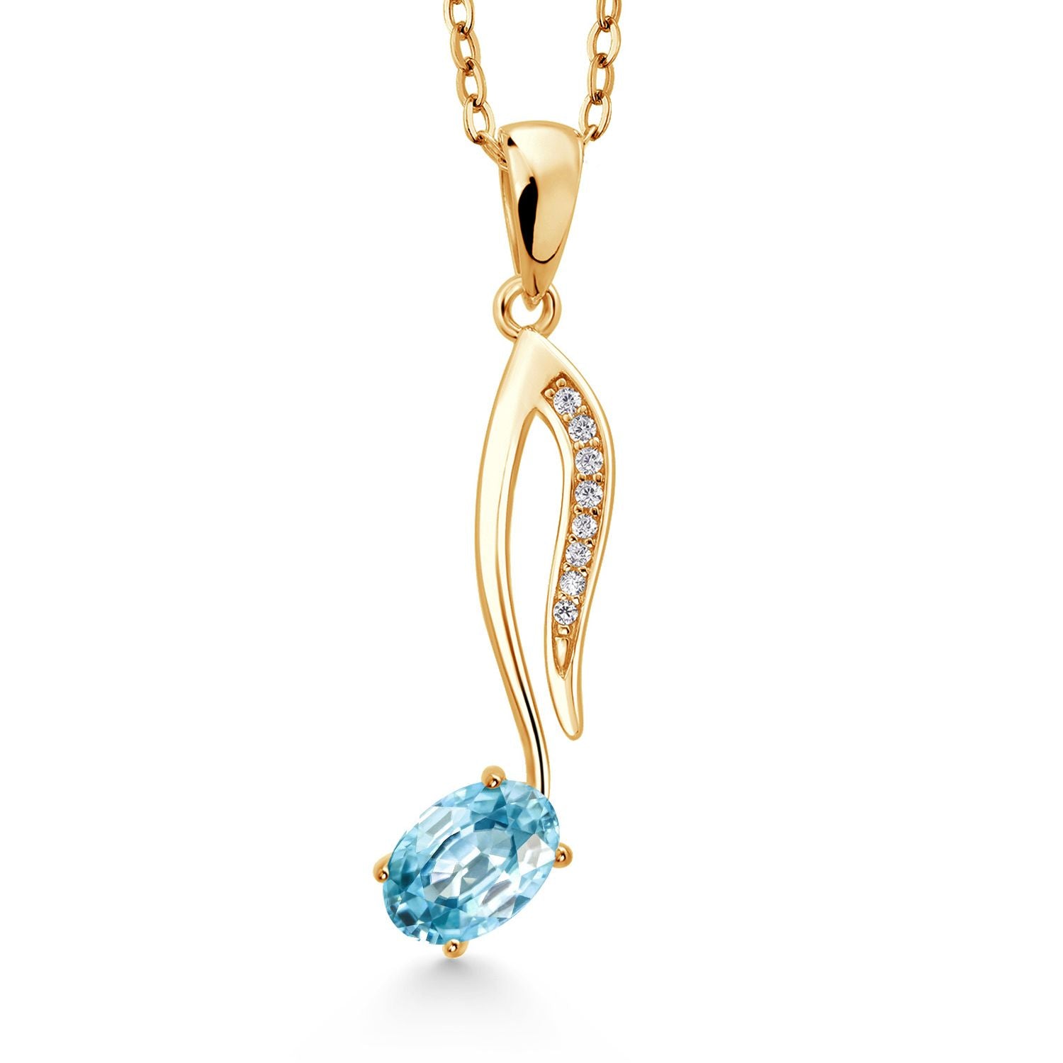 London Blue Topaz - November_Pendant in 925 Yellow Gold Plated Silver