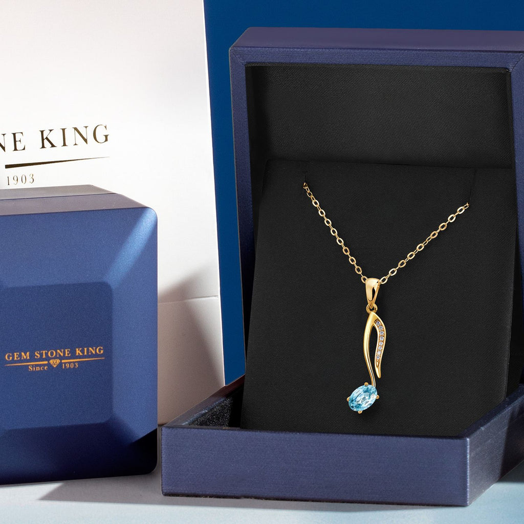London Blue Topaz - November_Pendant in 925 Yellow Gold Plated Silver