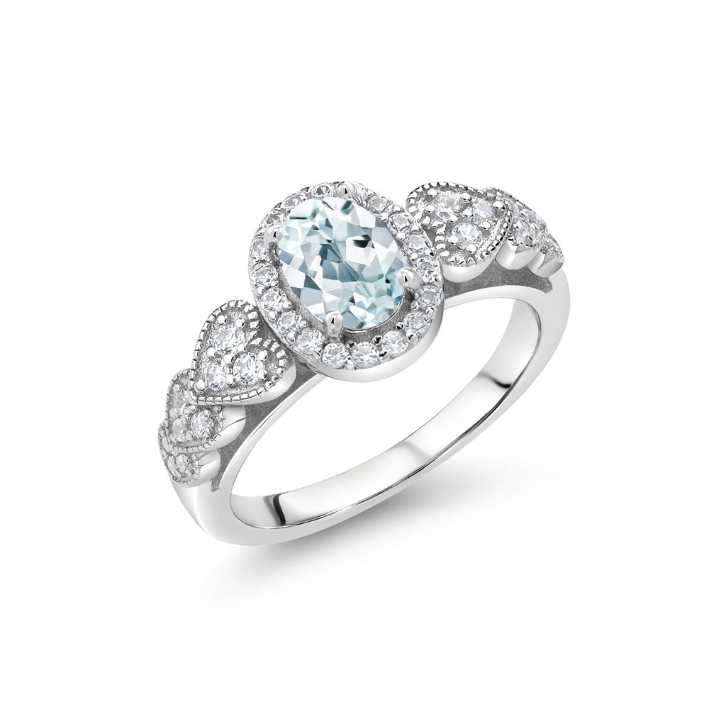 Aquamarine - March_8_Ring in 925 Sterling Silver