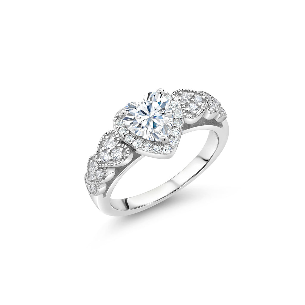 Gem Stone King 6MM Heart Shape Engagement Ring For Women | 925 Sterling Silver | Gemstone Birthstone | Wedding Engagement Anniversary Promise Ring | Available In Size 5, 6, 7, 8, 9