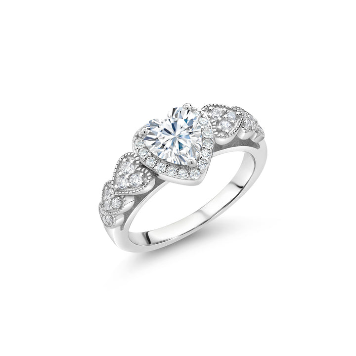 Gem Stone King 6MM Heart Shape Engagement Ring For Women | 925 Sterling Silver | Gemstone Birthstone | Wedding Engagement Anniversary Promise Ring | Available In Size 5, 6, 7, 8, 9