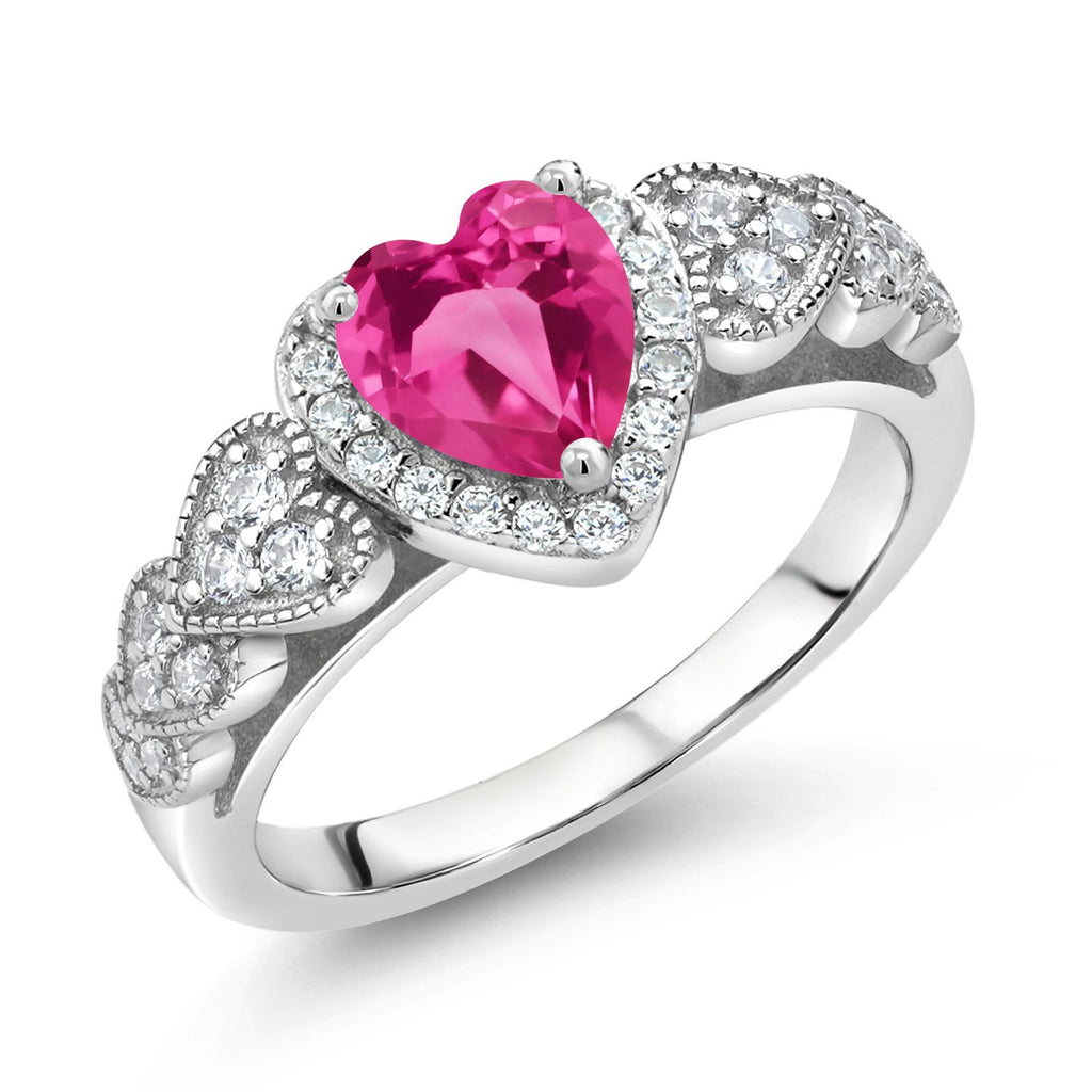 Pink Created Sapphire - September_9_Ring in 925 Sterling Silver