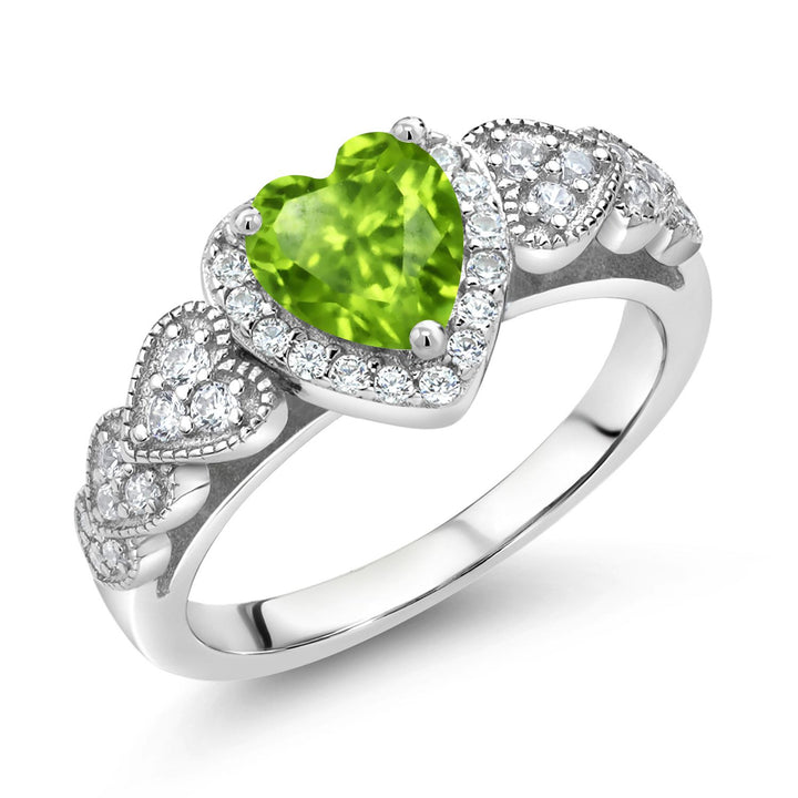 Gem Stone King 6MM Heart Shape Engagement Ring For Women | 925 Sterling Silver | Gemstone Birthstone | Wedding Engagement Anniversary Promise Ring | Available In Size 5, 6, 7, 8, 9