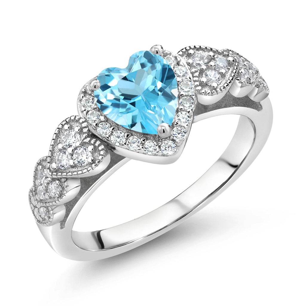 Swiss Blue Topaz - November_9_Ring in 925 Sterling Silver