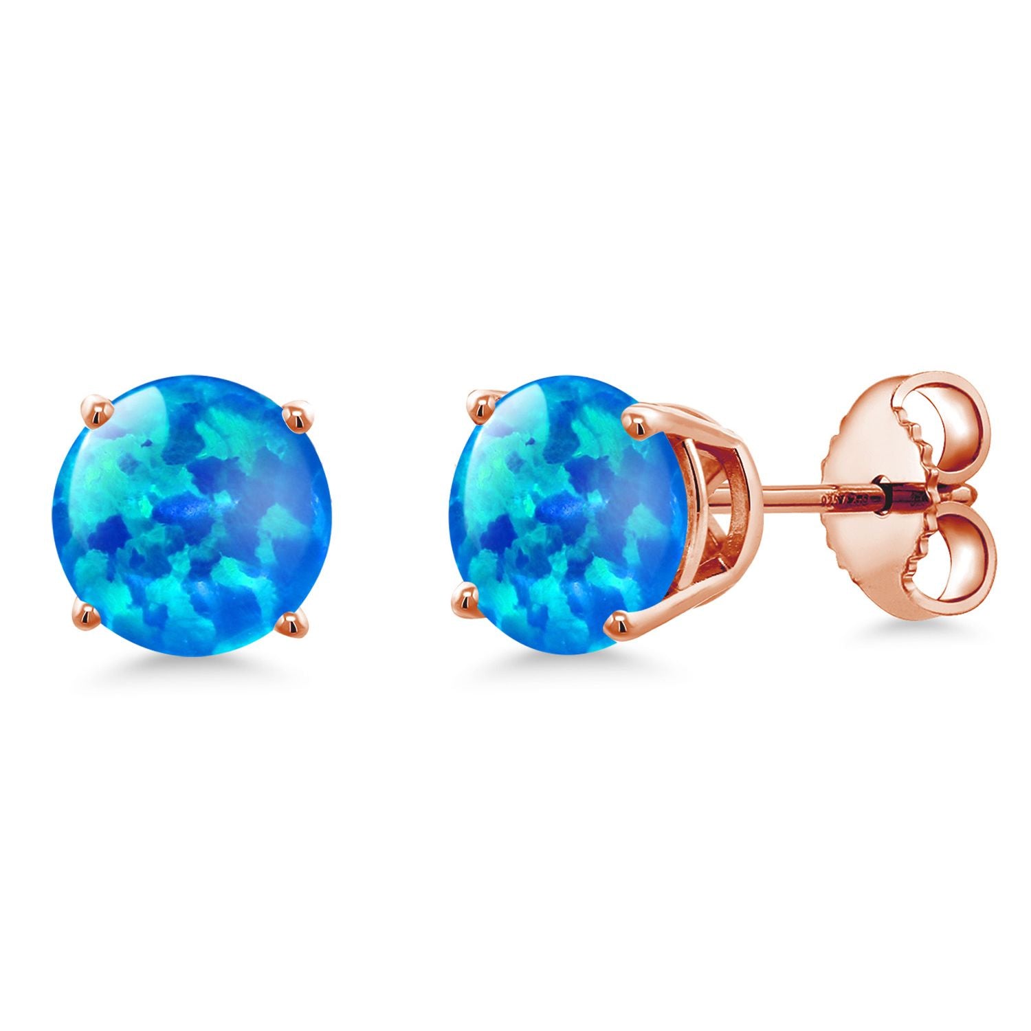 Blue Opal - October_Earrings in 925 Rose Gold Plated Silver