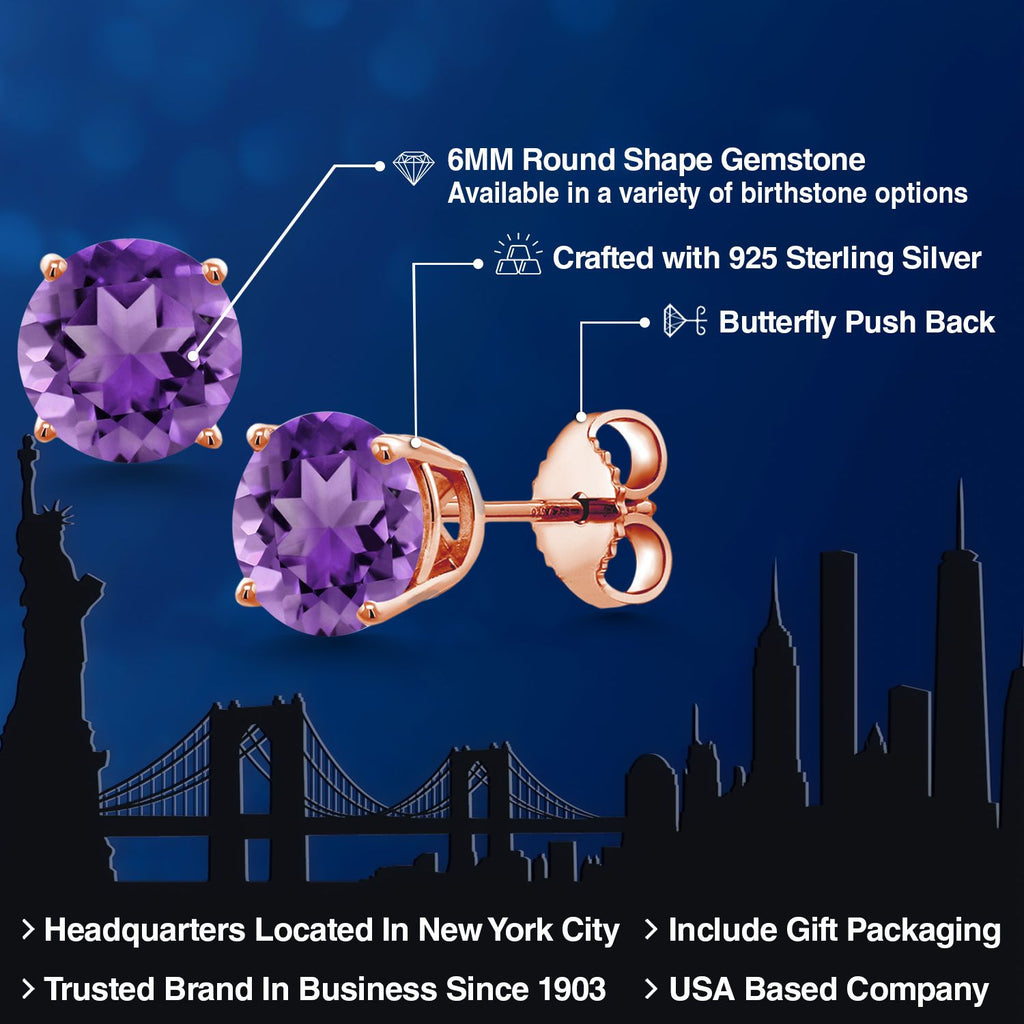 Amethyst - February_Earrings in 925 Rose Gold Plated Silver