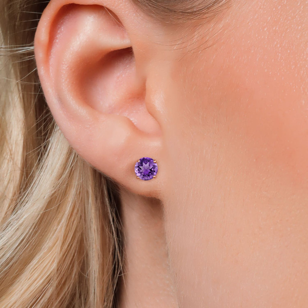 Amethyst - February_Earrings in 925 Rose Gold Plated Silver