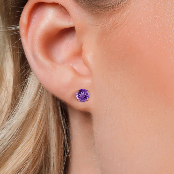 Amethyst - February_Earrings in 925 Rose Gold Plated Silver