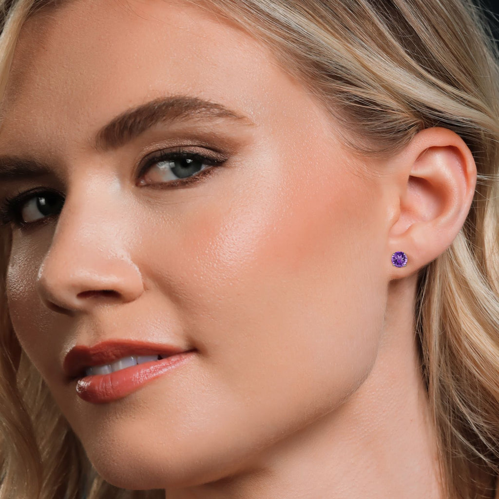 Amethyst - February_Earrings in 925 Rose Gold Plated Silver