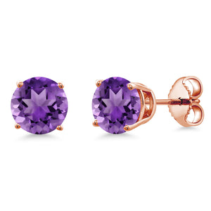 Amethyst - February_Earrings in 925 Rose Gold Plated Silver