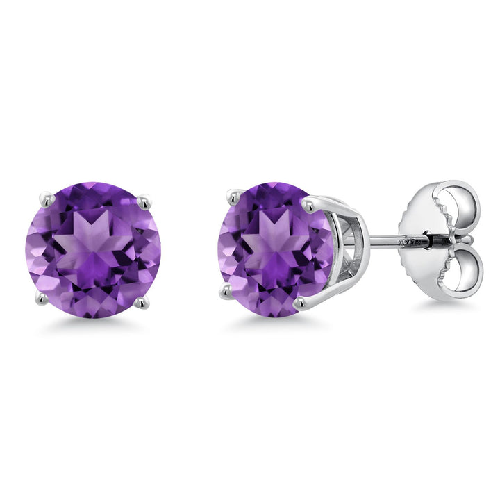 Gem Stone King 925 Sterling Silver Round 6MM Gemstone Birthstone Stud Earrings For Women Men