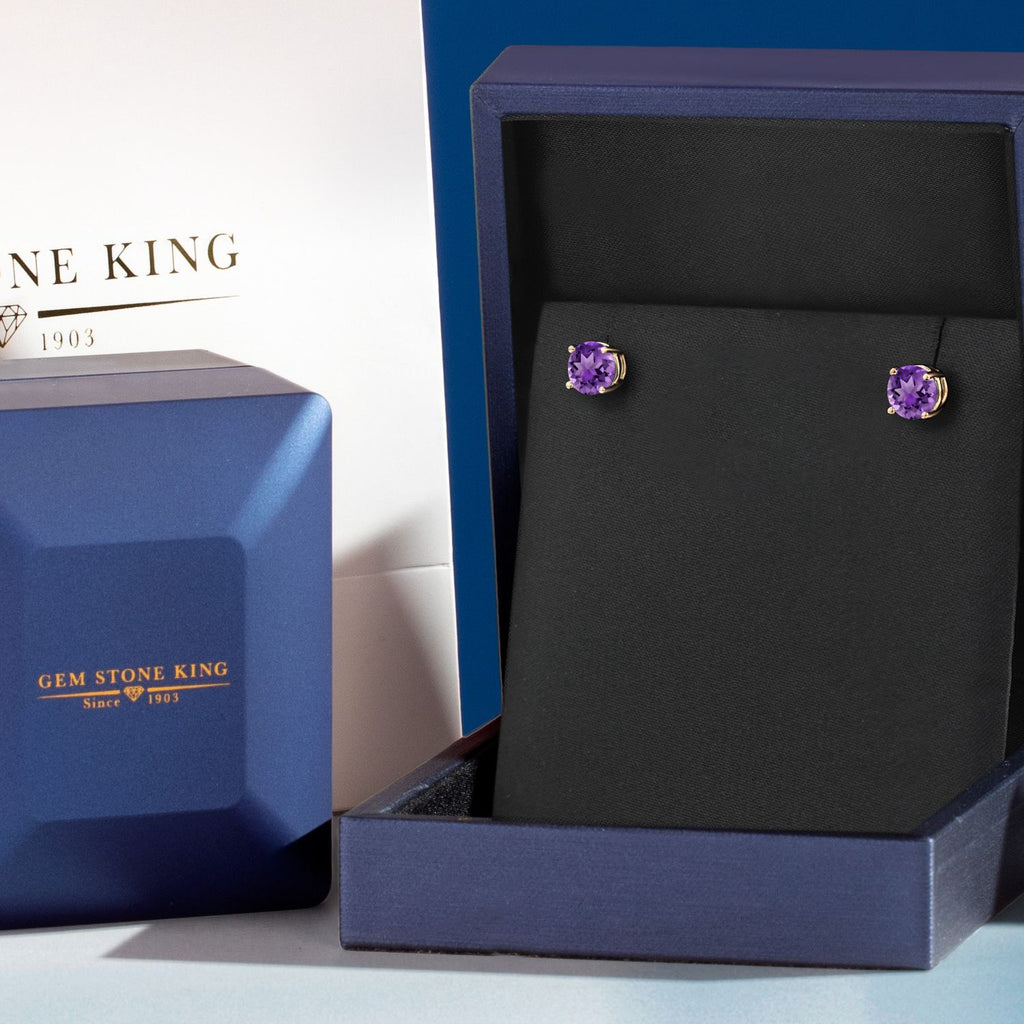 Amethyst - February_Earrings in 925 Yellow Gold Plated Silver