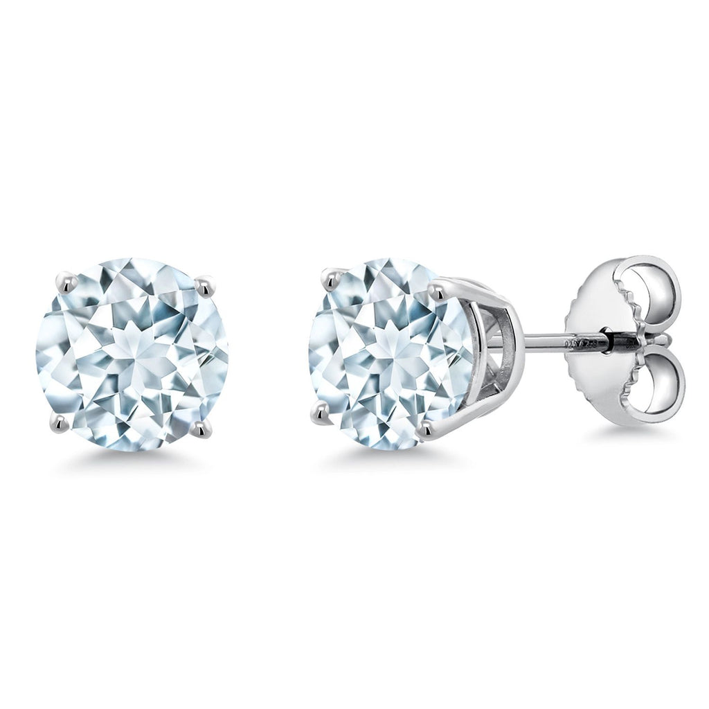 Gem Stone King 925 Sterling Silver Blue Sapphire Stud Earrings For Women Men (2.20 Cttw, Gemstone September Birthstone, Round 6MM)