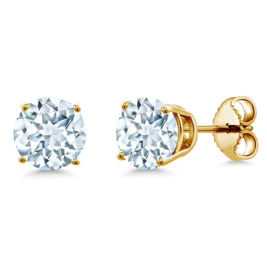Aquamarine - March_Earrings in 925 Yellow Gold Plated Silver