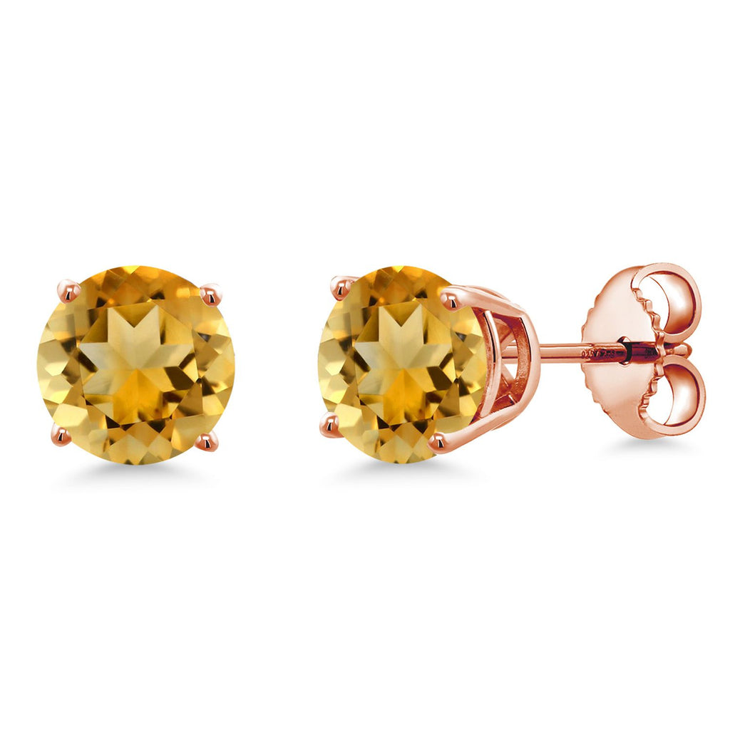 Citrine - November_Earrings in 925 Rose Gold Plated Silver