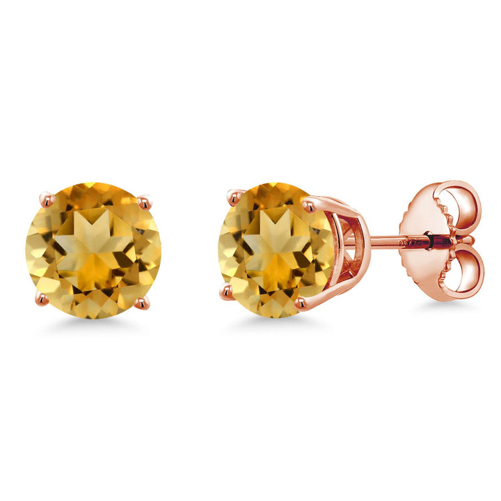 Gem Stone King 18K Rose Gold Plated Silver 6MM Round Gemstone Birthstone Stud Earrings | Rose Gold Earrings For Women Men