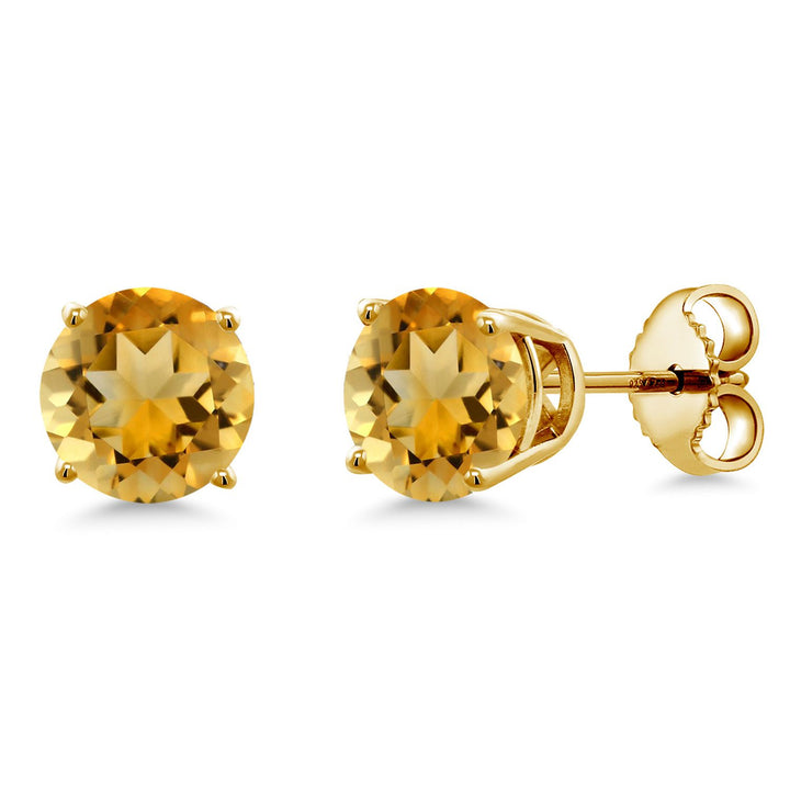 18K Yellow Gold Plated Silver 6MM Round Gemstone Birthstone Stud Earrings | Gold Earrings For Women Men