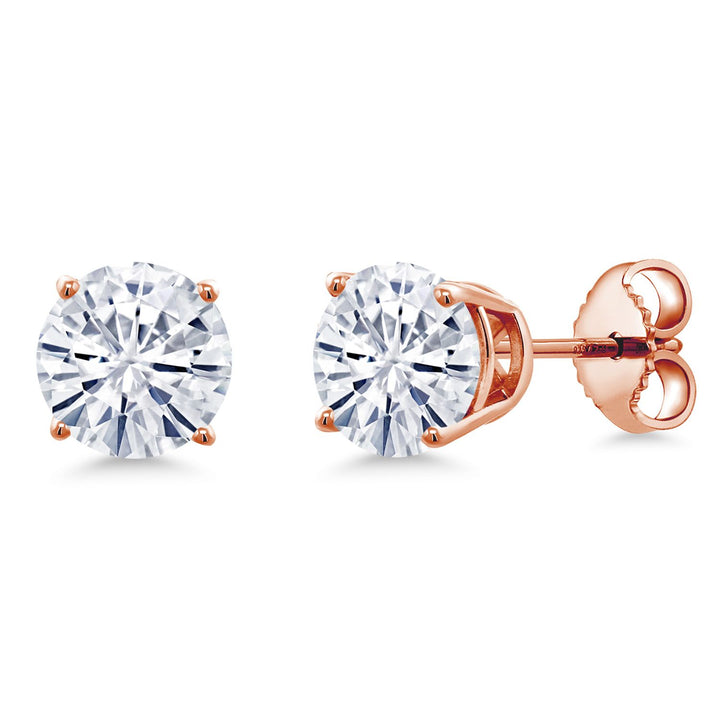 18K Rose Gold Plated Silver 6MM Round Gemstone Birthstone Stud Earrings | Rose Gold Earrings For Women Men