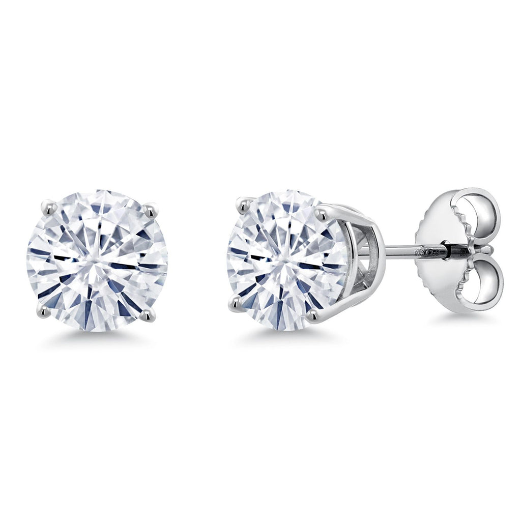 0.50 to 7.75 Cttw Round White Moissanite Stud Earrings For Women Men | 925 Sterling Silver | 4MM to 10MM | DEF | Jewelry Gifts for Mom Wife Her