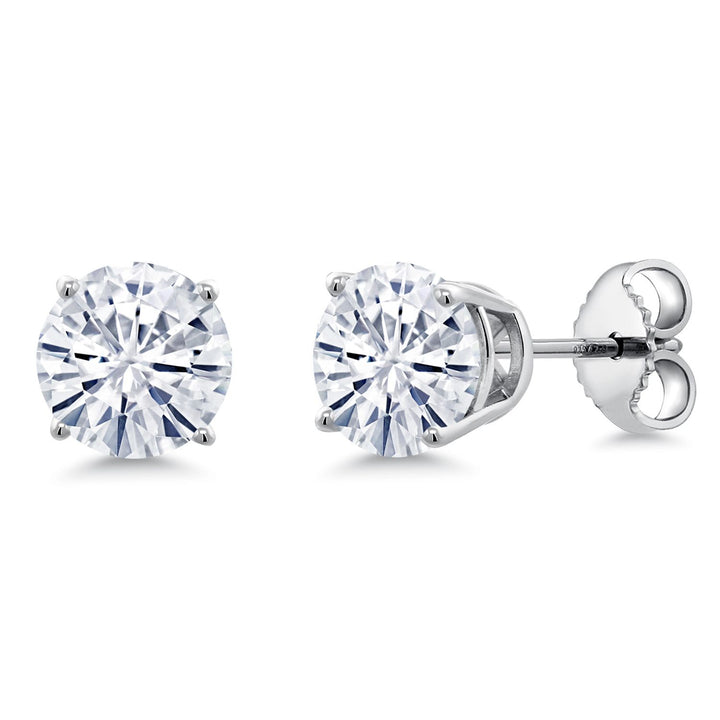 0.50 to 7.75 Cttw Round White Moissanite Stud Earrings For Women Men | 925 Sterling Silver | 4MM to 10MM | DEF | Jewelry Gifts for Mom Wife Her