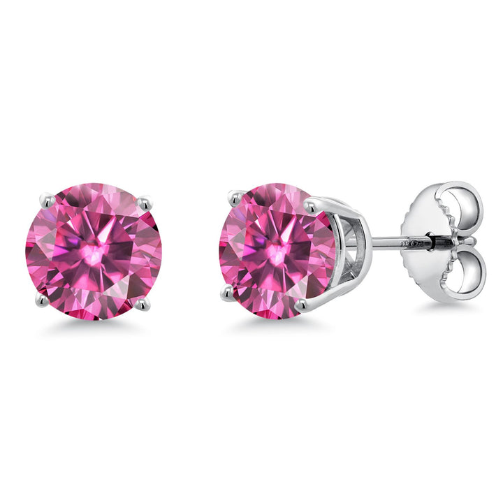 Pink Moissanite - April_Earrings in 925 Sterling Silver