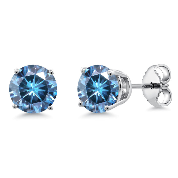 Persian Blue Moissanite - April_Earrings in 925 Sterling Silver