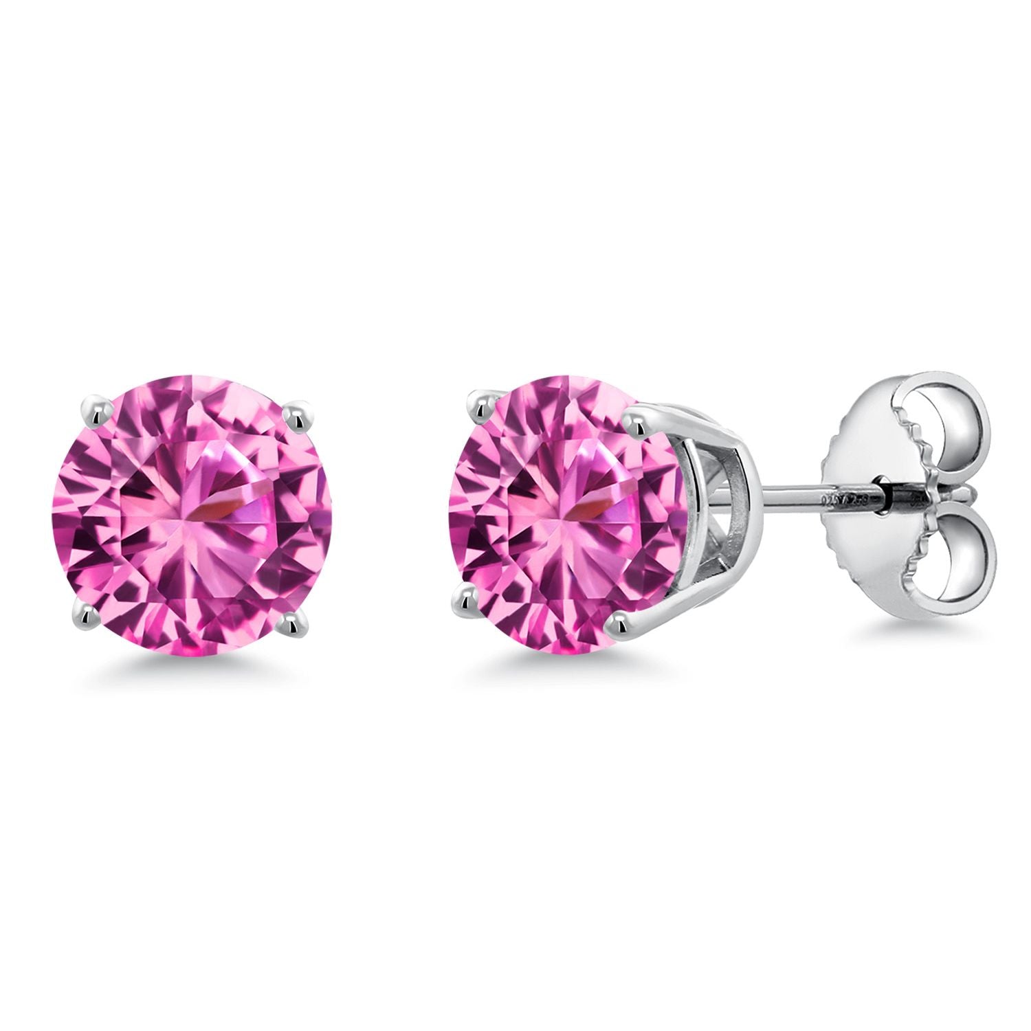 Pink Created Sapphire - September_Earrings in 925 Sterling Silver