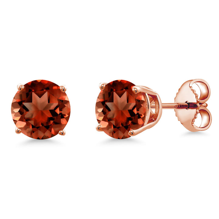 Gem Stone King 18K Rose Gold Plated Silver Purple Amethyst Stud Earrings For Women Men (2.00 Cttw, Gemstone February Birthstone, Round 6MM)