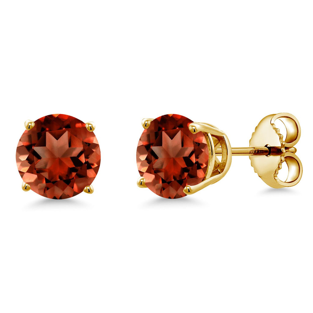 Gem Stone King 18K Yellow Gold Plated Silver 6MM Round Gemstone Birthstone Stud Earrings | Gold Earrings For Women Men