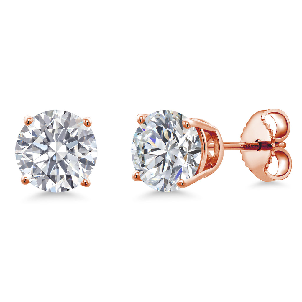 White Lab Grown Diamond - April_Earrings in 925 Rose Gold Plated Silver