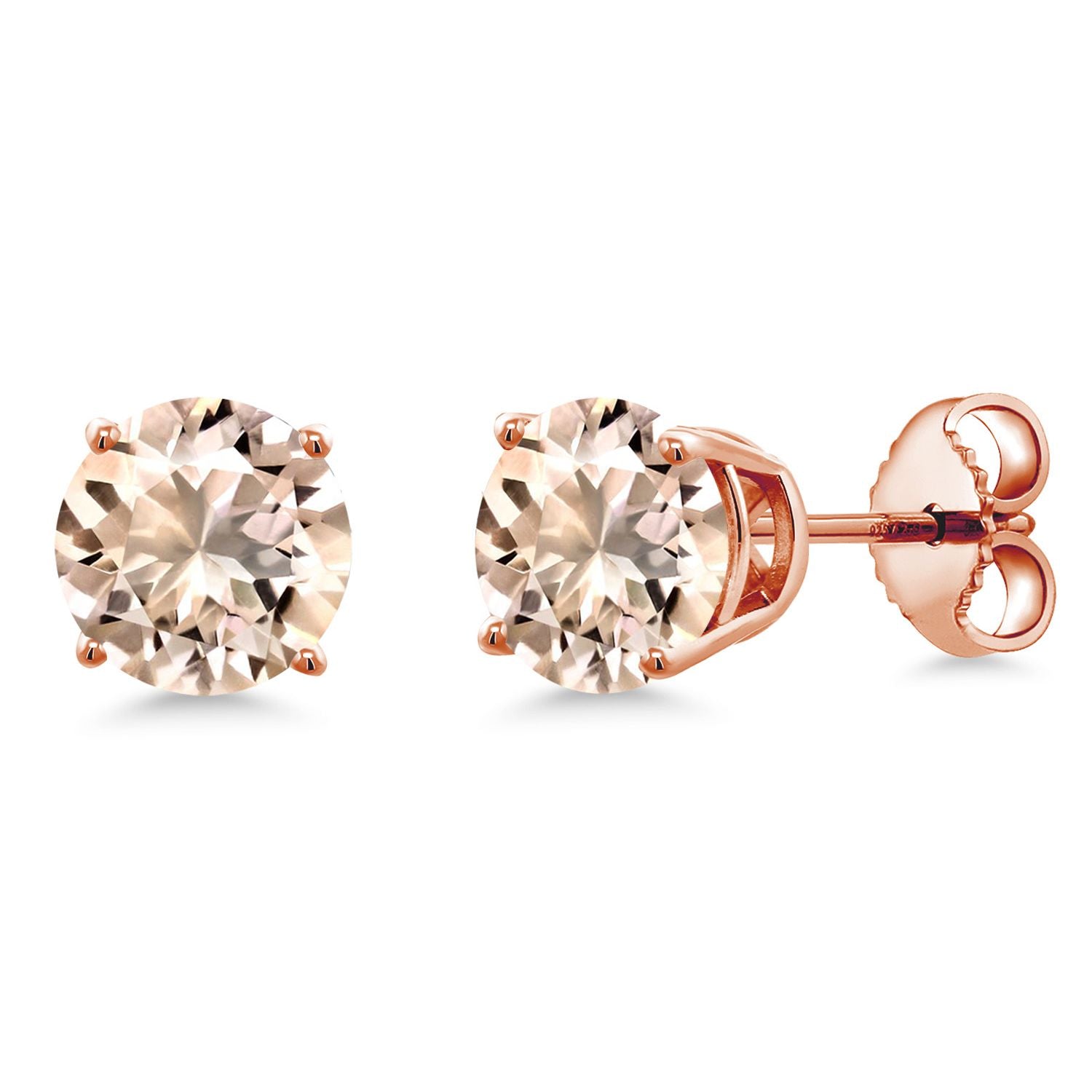 Morganite - October_Earrings in 925 Rose Gold Plated Silver