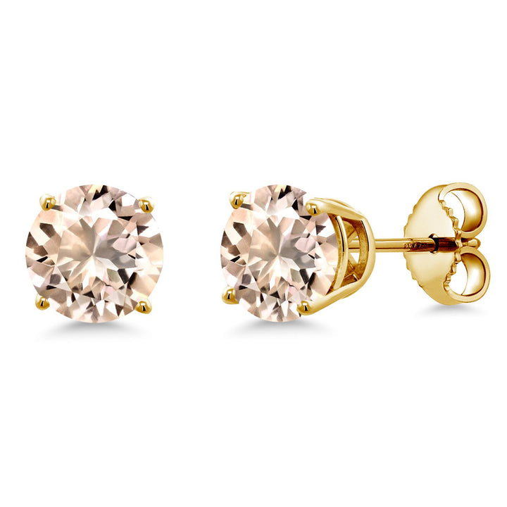 Morganite - October_Earrings in 925 Yellow Gold Plated Silver