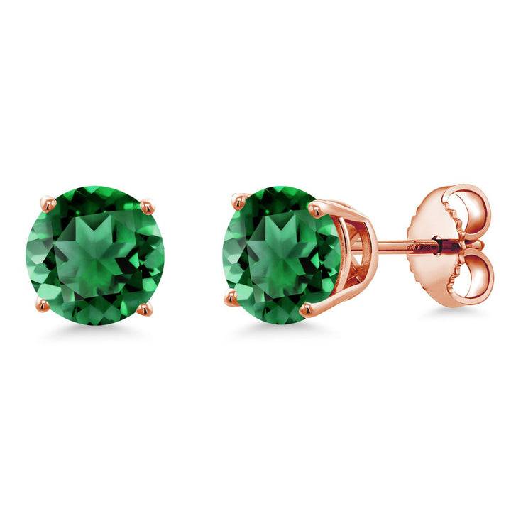 Nano Emerald - May_Earrings in 925 Rose Gold Plated Silver