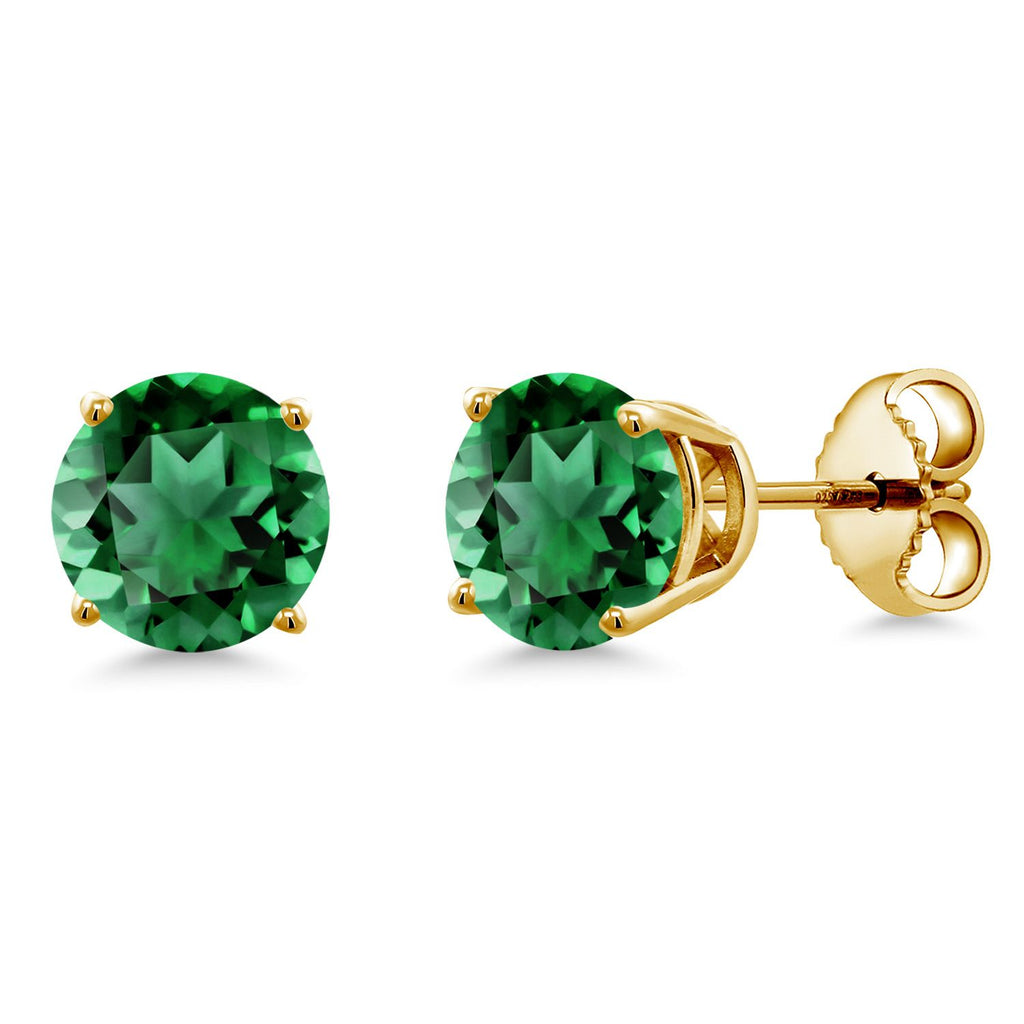 Gem Stone King 18K Yellow Gold Plated Silver Purple Amethyst Stud Earrings For Women Men (2.00 Cttw, Gemstone February Birthstone, Round 6MM)