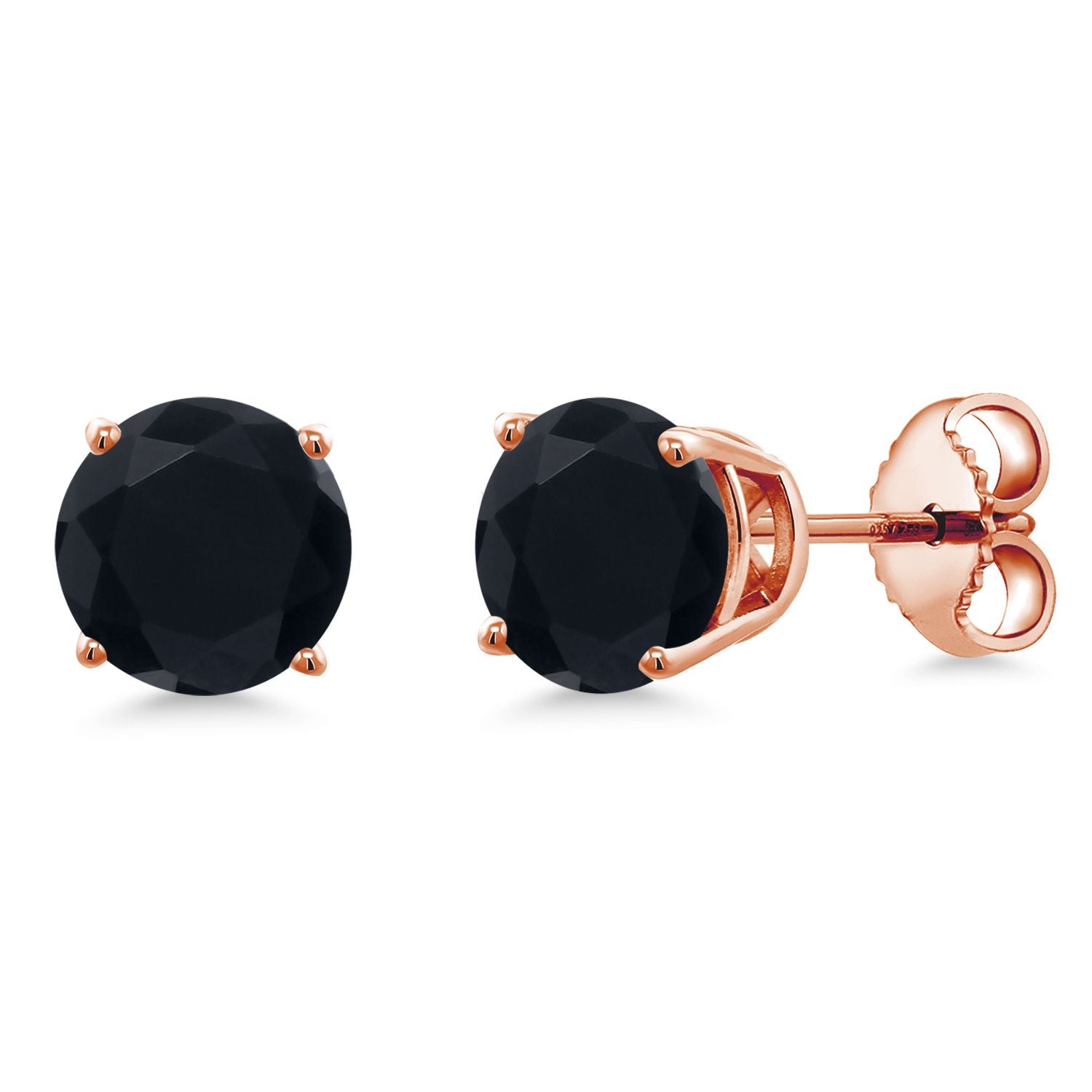Onyx - December_Earrings in 925 Rose Gold Plated Silver
