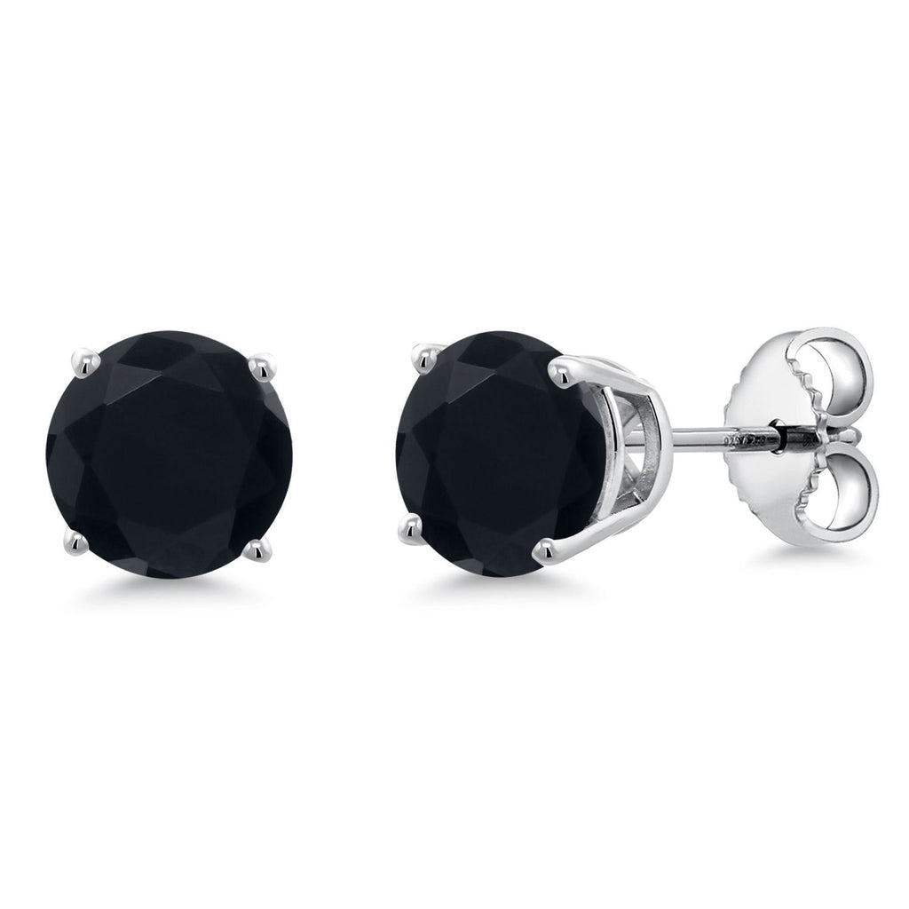 Gem Stone King 925 Sterling Silver Blue Sapphire Stud Earrings For Women Men (2.20 Cttw, Gemstone September Birthstone, Round 6MM)