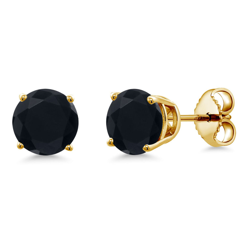 Onyx - December_Earrings in 925 Yellow Gold Plated Silver