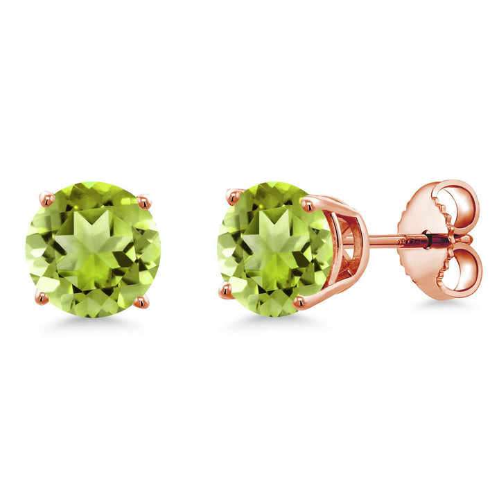 18K Rose Gold Plated Silver 6MM Round Gemstone Birthstone Stud Earrings | Rose Gold Earrings For Women Men