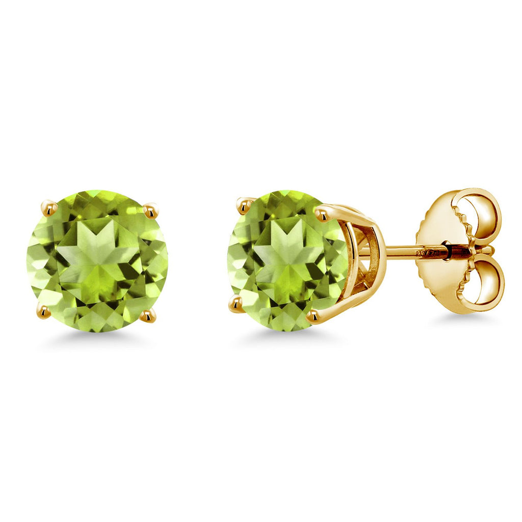 Gem Stone King 18K Yellow Gold Plated Silver Purple Amethyst Stud Earrings For Women Men (2.00 Cttw, Gemstone February Birthstone, Round 6MM)