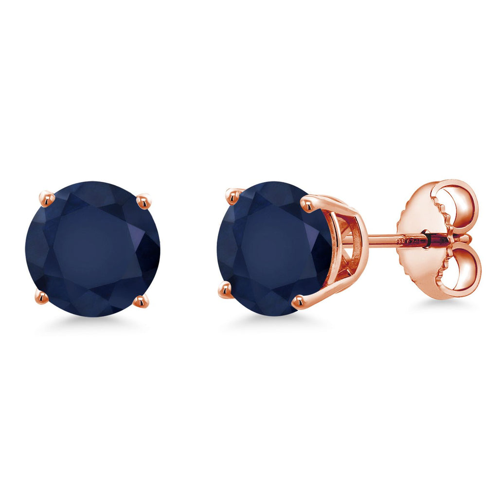 Gem Stone King 18K Rose Gold Plated Silver 6MM Round Gemstone Birthstone Stud Earrings | Rose Gold Earrings For Women Men