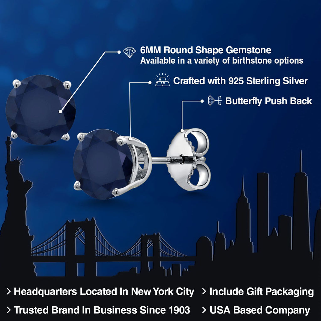 Blue Sapphire - September_Earrings in 925 Sterling Silver