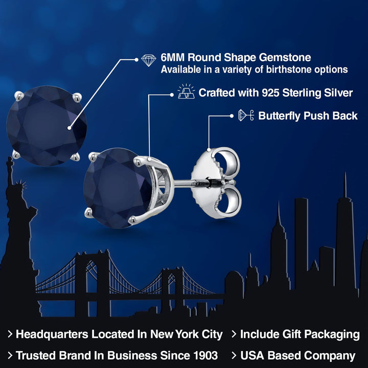 Blue Sapphire - September_Earrings in 925 Sterling Silver