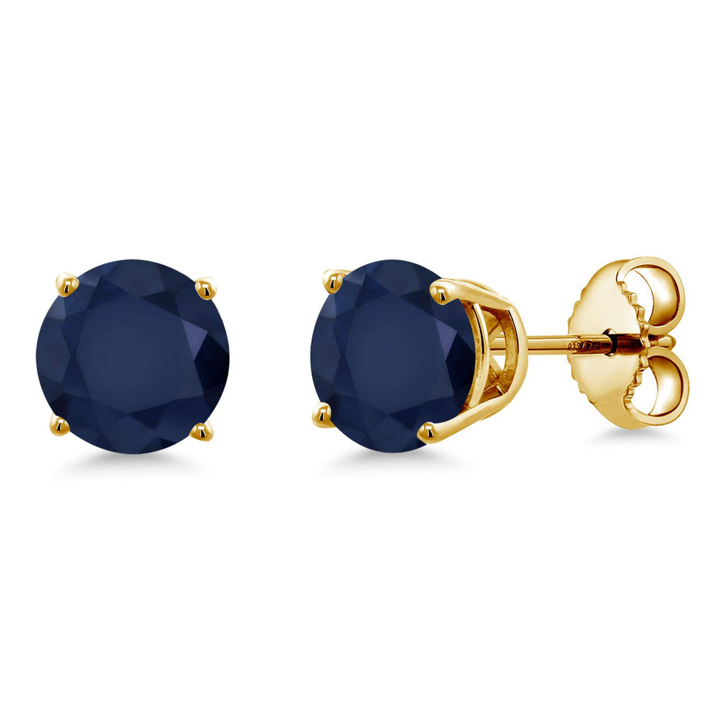 Gem Stone King 18K Yellow Gold Plated Silver Purple Amethyst Stud Earrings For Women Men (2.00 Cttw, Gemstone February Birthstone, Round 6MM)